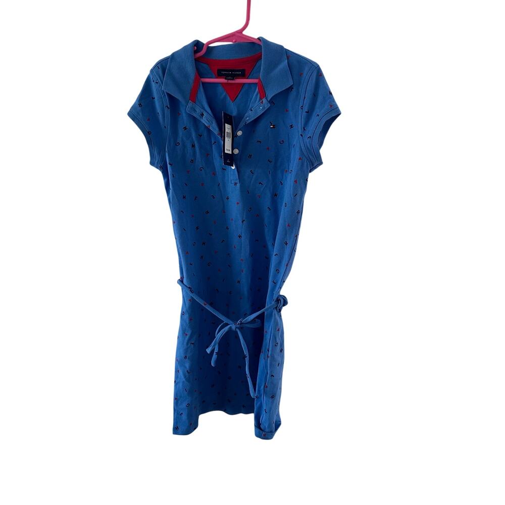 Tommy Hilfiger Blue Belted Collared Dress - Size 10